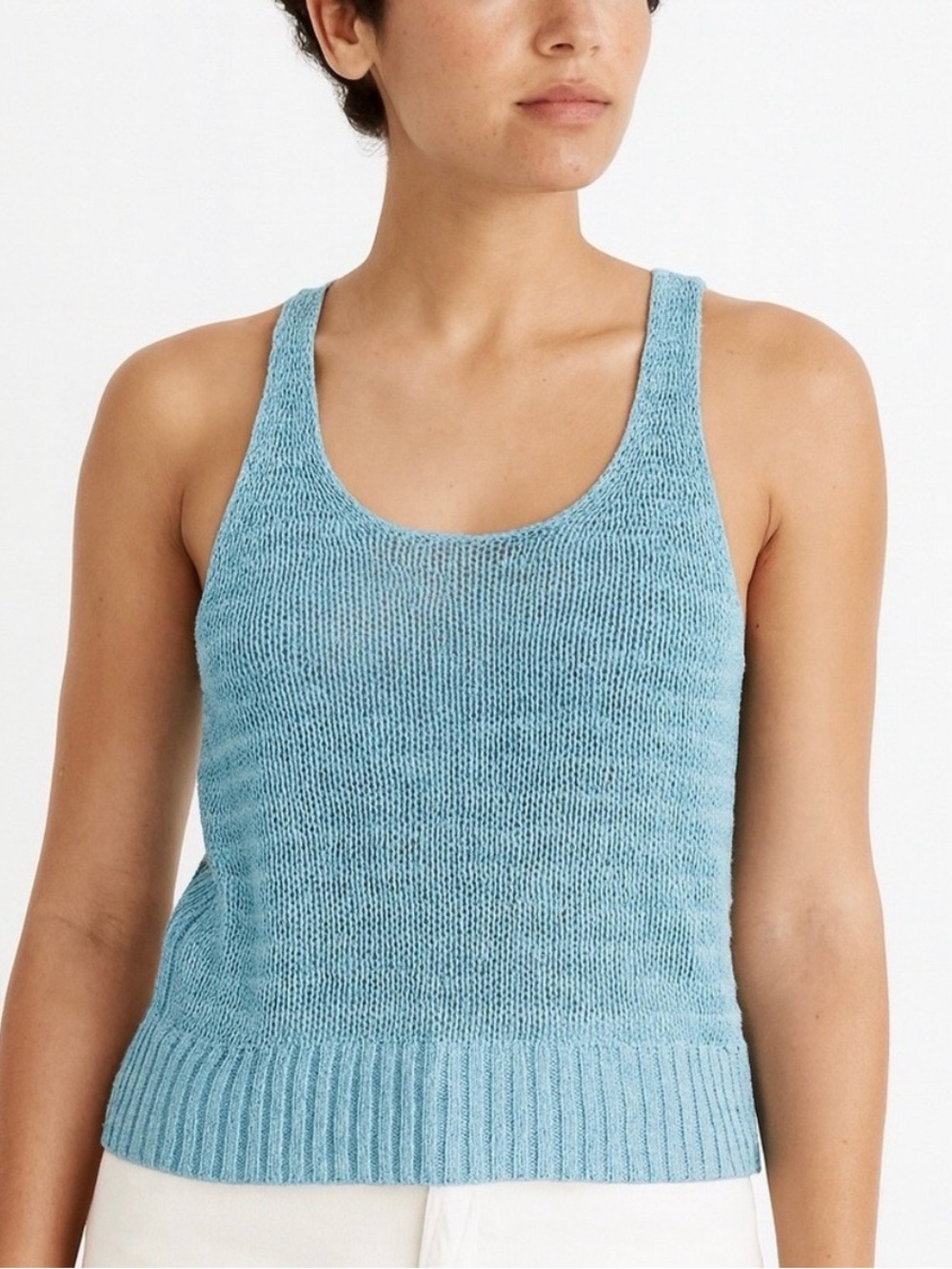 Madewell Linen Sweater Tank in Dusty Aqua Blue - Size M